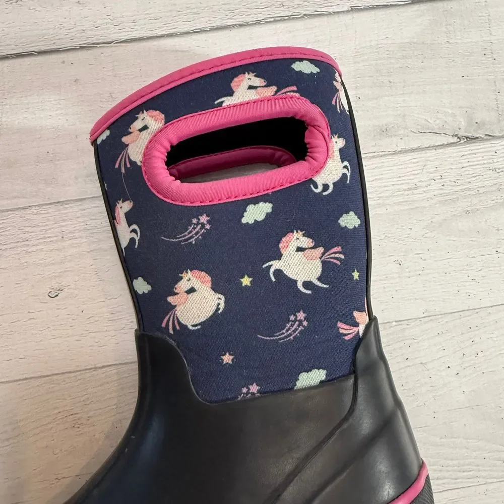 Funcoo kids neoprene rain snow boots unicorn print‎ kids size 27/10.5
